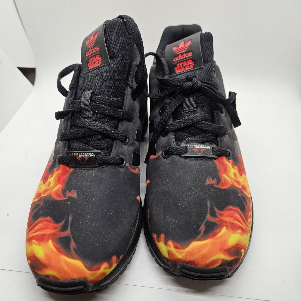 Adidas Black and Orange Flame Sneakers